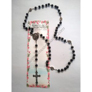 SAN BENITO - ROSARIO - Negro - Con guía de cómo rezar el rosario