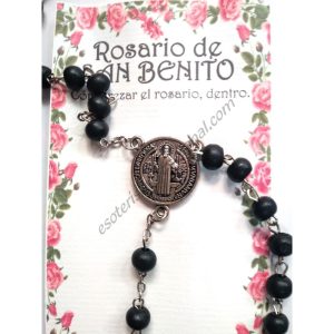SAN BENITO - ROSARIO - Negro - Con guía de cómo rezar el rosario