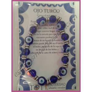 OJO TURCO - PULSERA - 14 ojos con entrepiezas metal 01