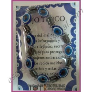 OJO TURCO - PULSERA - 8 BOLAS OVALADAS Y ENTREPIEZAS 1 METAL CILINDRO 2 MINIS