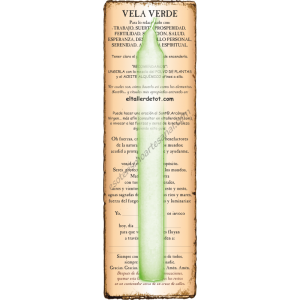 Vela VERDE 20cm. con guía y oración