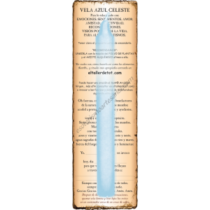 Vela CELESTE 20cm. con guía y oración