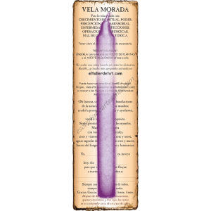 Vela MORADA 20cm. con guía y oración