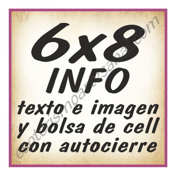 6x8 INFO texto e imagenes y bolsa cell autocierre
