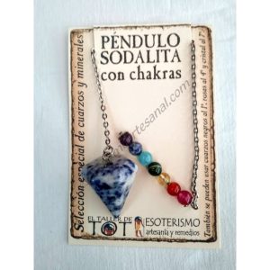 PÉNDULO mineral SODALITA con CHAKRAS- facetado - 03