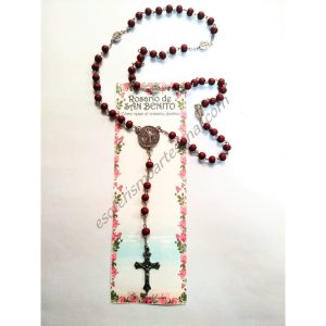 SAN BENITO - ROSARIO - Marrón oscuro - Con guía de cómo rezar el rosario