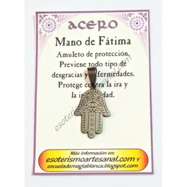 AMULETO ACERO - Mano de Fatima - 03