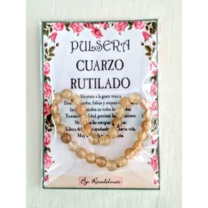 PULSERA de MINERAL - CUARZO  RUTILADO - Bolas - 6mm